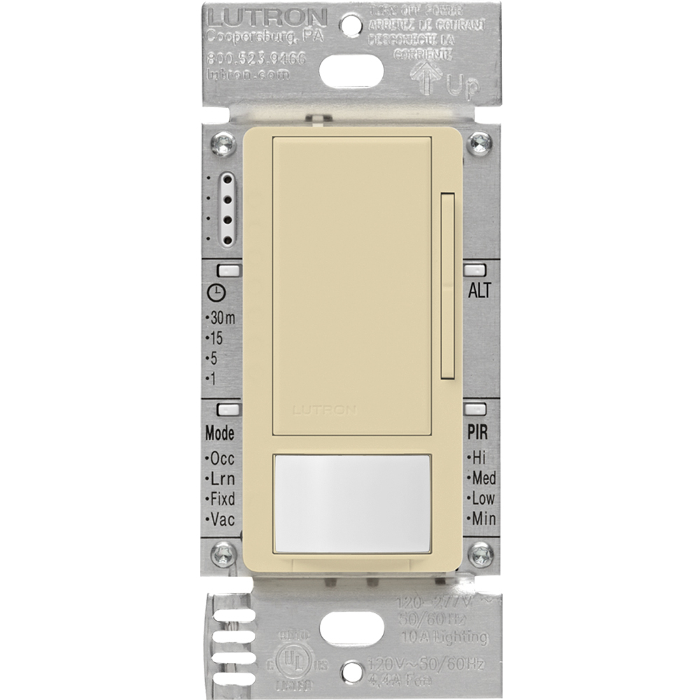 MS-Z101-V-IV Maestro 0-10V Vacancy Sensor Dimmer Switch, 8 Amp, Neutral Optional, 120-277V, 1 Pole/Multi-Location,Ivory