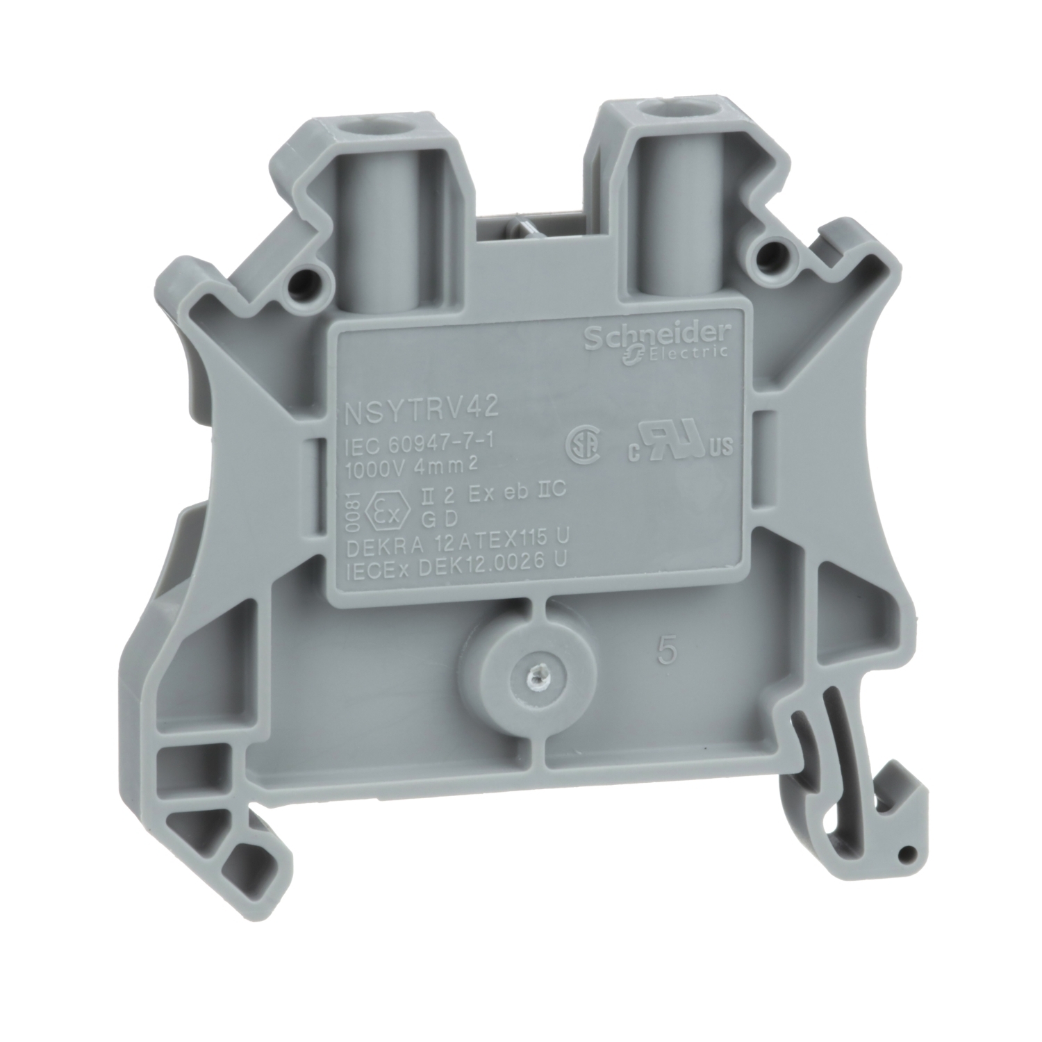 NSYTRV42 Linergy TRV Feed Through Terminal Block, 600/690/1000 V AC, 32 A, DIN Rail Mount