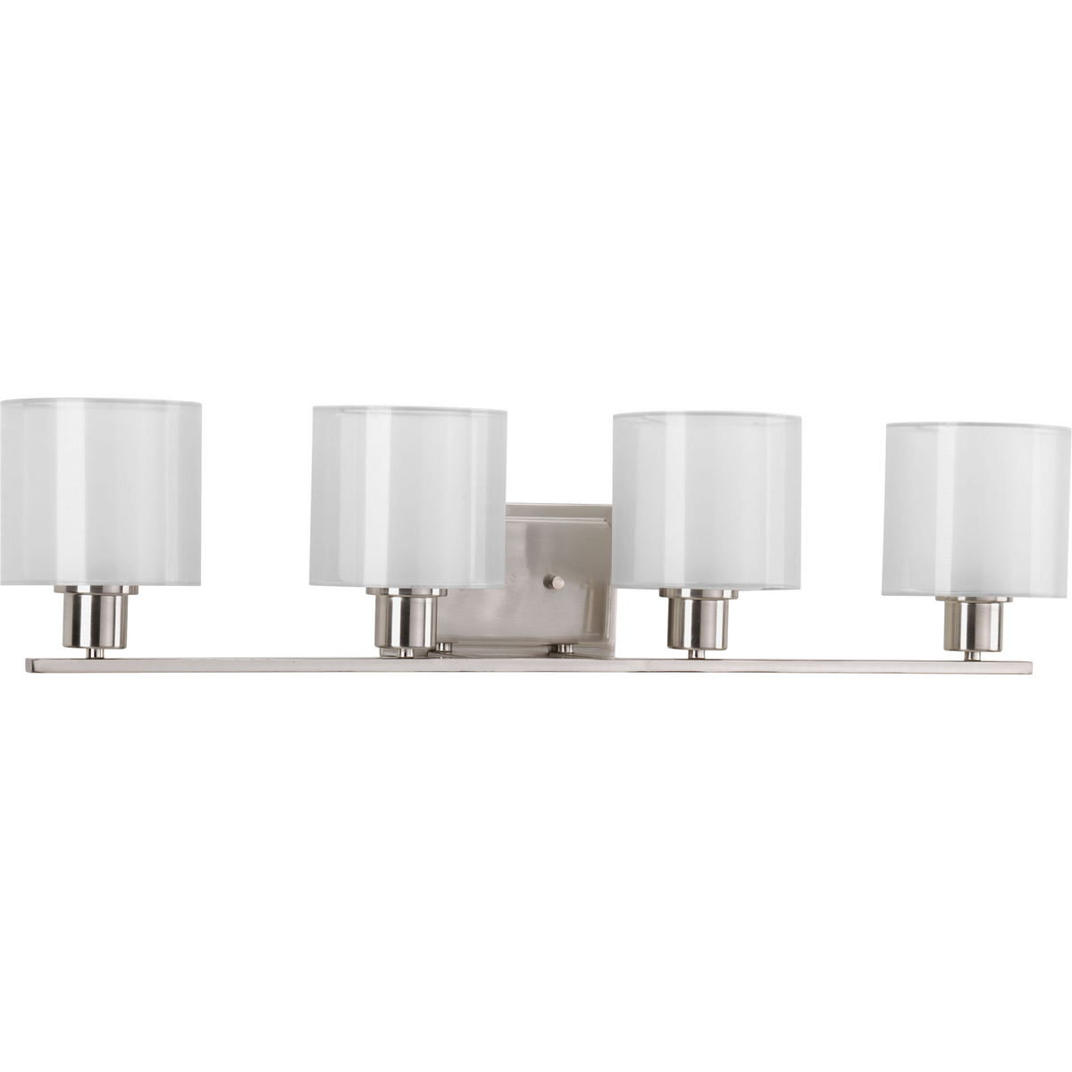 P2080-09 Invite Modern/Transitional Bath and Vanity Light, (4) A19 Lamp, 120 V AC, Brushed Nickel Plated Housing