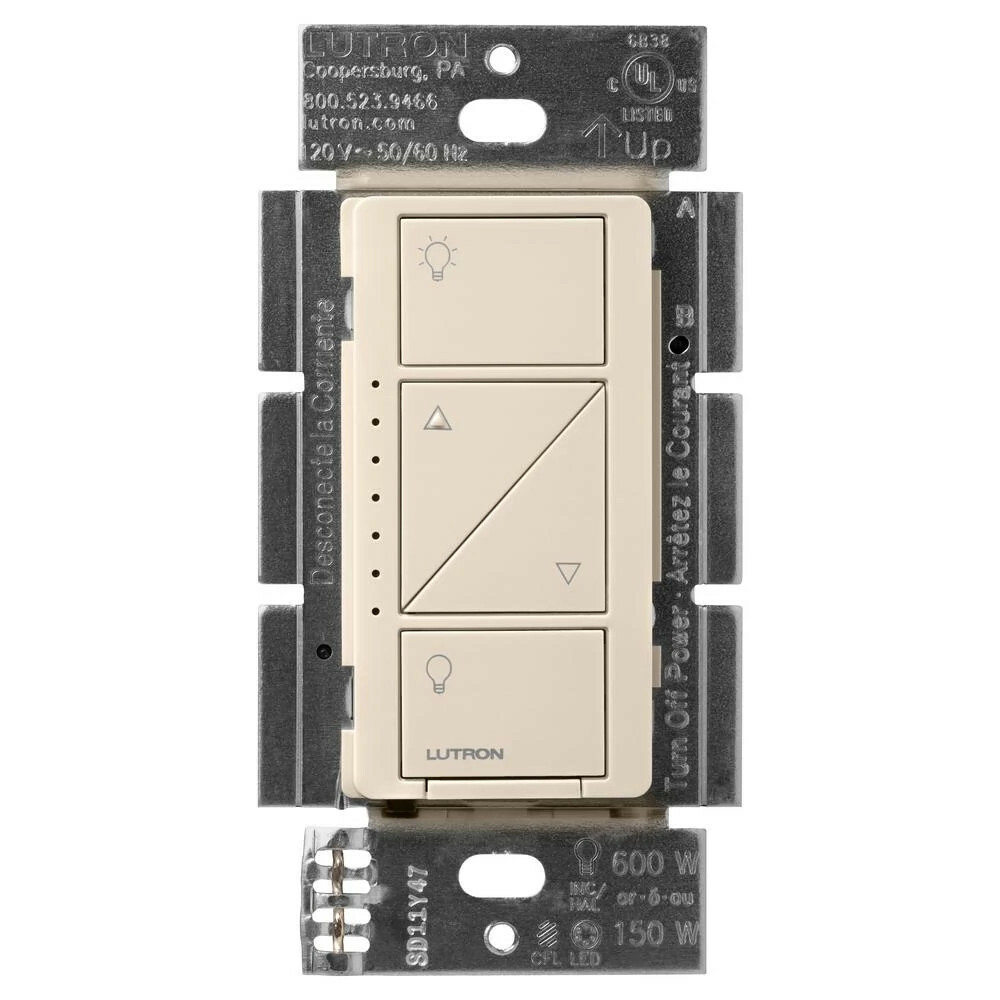 PD-6WCL-LA Caseta Original Smart Dimmer Switch, LED, No Neutral Required, 150W LED, 120V, Light Almond