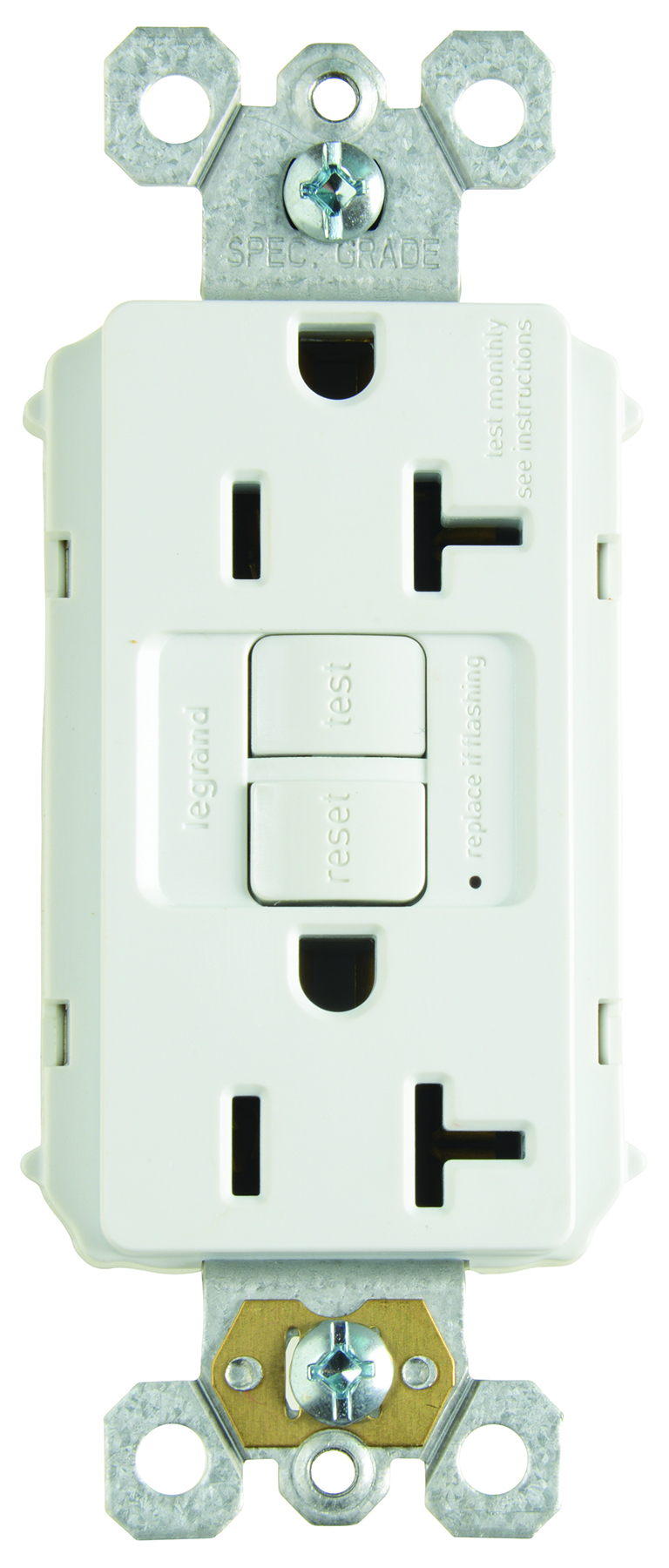 PT2097LA PlugTail 20 Amp Duplex GFCI Receptacle SafeLock Protection, Light Almond