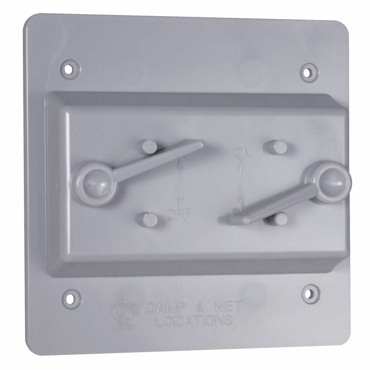 PTC200GY 2-Toggle Blank Cover, 2 in L x 4.88 in W x 1.2 in D, Polycarbonate