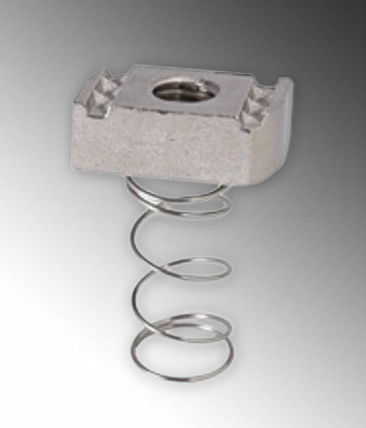 S60000CN11 Channel Nut With Spring, 1/4-20 UNC Thread, #4, For Use With 1-5/8 in Standard Channel, 316L Stainless Steel