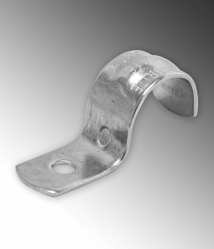 S605001S00 1-Hole Conduit Strap, 1/2 in, For Use With Rigid/IMC Conduit, 316 Stainless Steel, Polished Silver