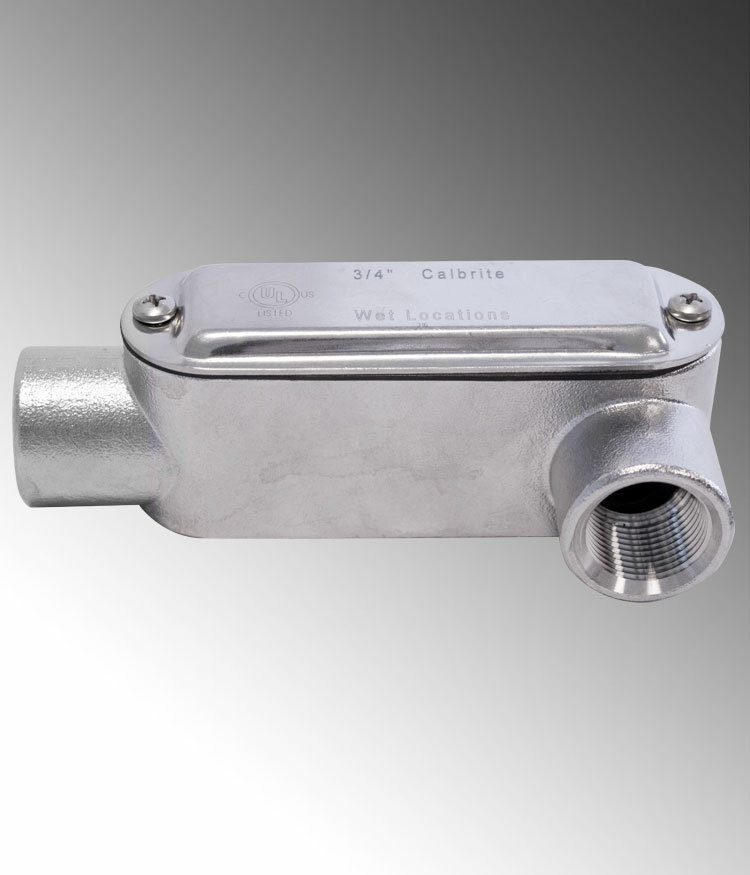 S62000LL00 Type LL Conduit Body With Cover, Gasket Set, Coupling, 2 in Hub, Form 8, 71 cu-in, 316 Stainless Steel, #4 Polished