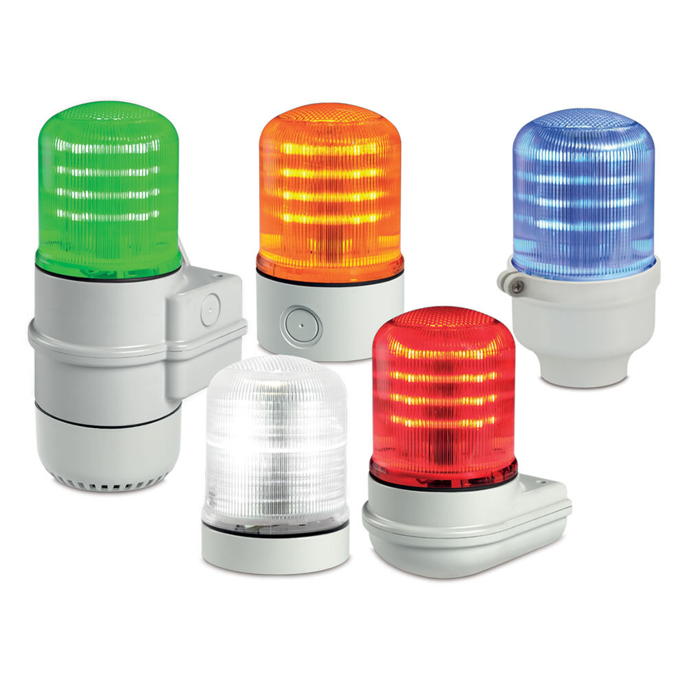 SLM100A StreamLine Compact Modular Multi-Function Low Profile Strobe Beacon, 12 to 24 VAC/VDC, 120 to 240 VAC, LED Lamp, Amber, Versatile Mount, NEMA 4X/IP66/IP69K NEMA Rating