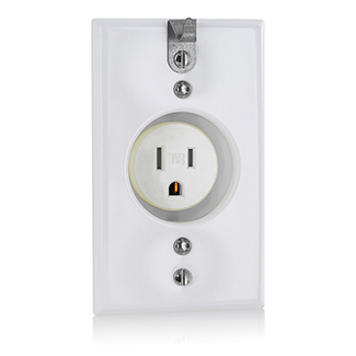 T5015-CHW Clock Hanger Single Tamper Resistant Straight Blade Receptacle, 125 V AC, 15 A, 2 Poles, 3 Wires, White