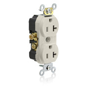 TCR20-T Duplex Self-Grounding Tamper and Weather Resistant Straight Blade Receptacle, 125 V AC, 20 A, 2 Poles, 3 Wires, Light Almond