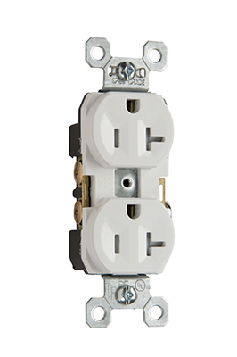 TR5352W 20 Amp 125V Duplex Receptacle, Back and Side Wire, White