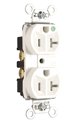 TR8300HGRY 20 Amp 125V Hospital-Grade Compact Duplex Receptacle, Back and Side Wire, Gray