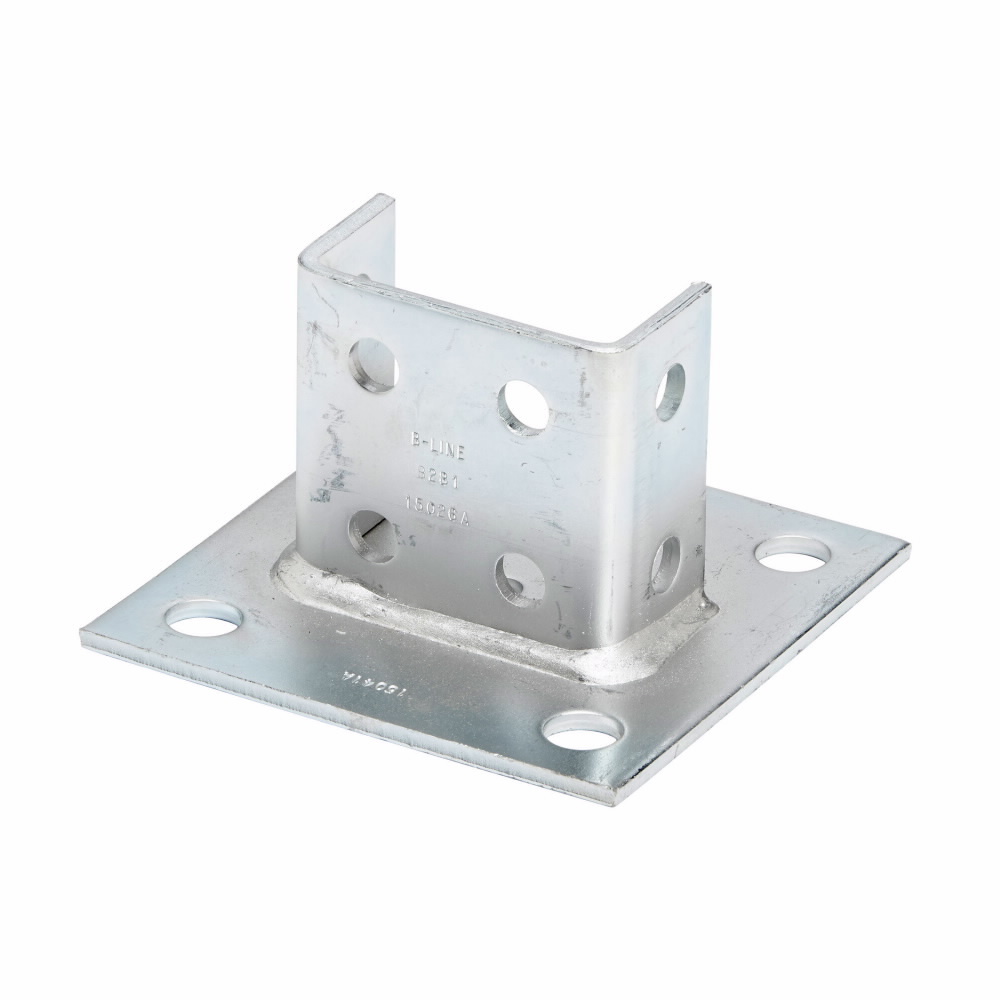 B281SQHDG Square Post Base, Centered Channel Position, 3-1/2 in H Base, For Use With 1-5/8 x 1-5/8 in B22A, B22B and B22C Series Side by Side Channel, Steel
