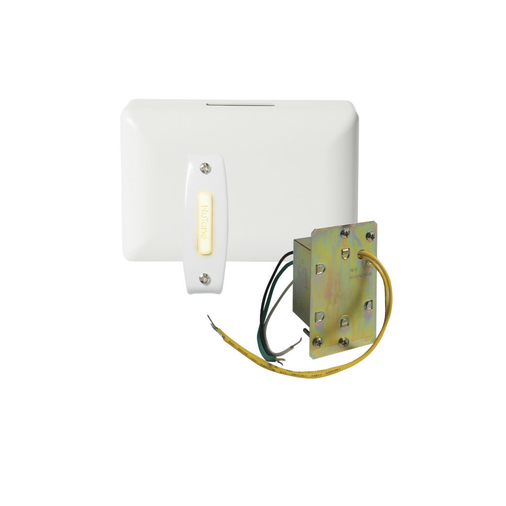 Builder Kit Chime with Junction Box Transformer and Lighted White Rectangular Pushbutton