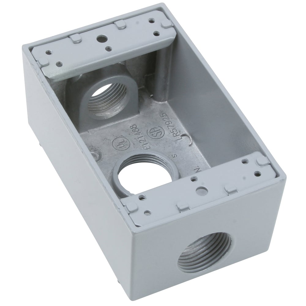 WPB33 3-Hole Weatherproof Device Box, Die Cast Aluminum, 18.5 cu-in, 1 Gang, 1 Outlet