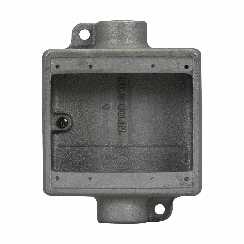 FDC32 Condulet 2-Entry Deep Device Box, 1 in Trade, 2 Gangs, Feraloy Iron Alloy, Aluminum Acrylic Painted/Electro-Galvanized