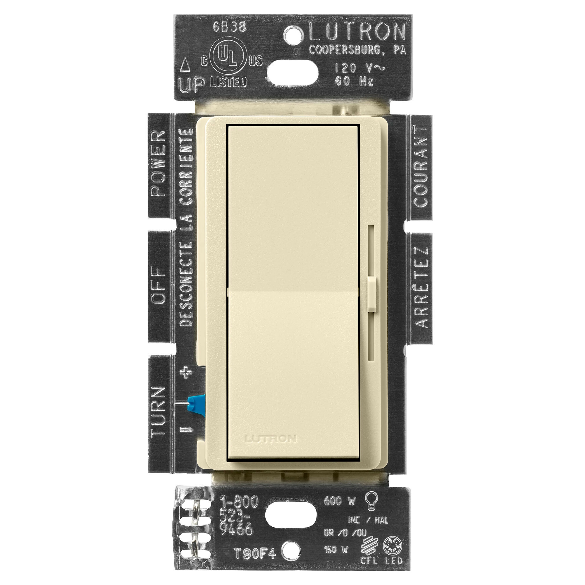 DVSCCL-153P-SD Diva LED+ Dimmer Switch, No Neutral Required, 150W LED, 1 Pole/3-Way, 120V, Sand