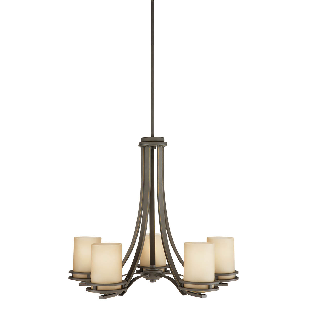 1672OZ Hendrik 1-Tier Contemporary Medium Chandelier, (5) A19 Lamp, 120 V AC, Olde Bronze Housing