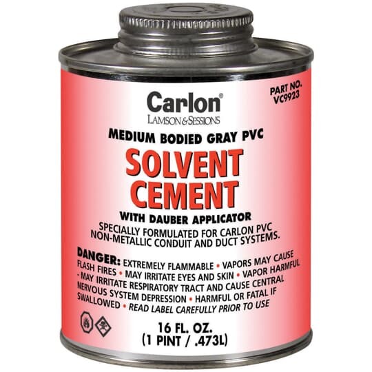VC9922 Carlon Medium Conduit Cement With Dauber Applicator, 32 oz Can, Liquid Form, Gray, 0.91