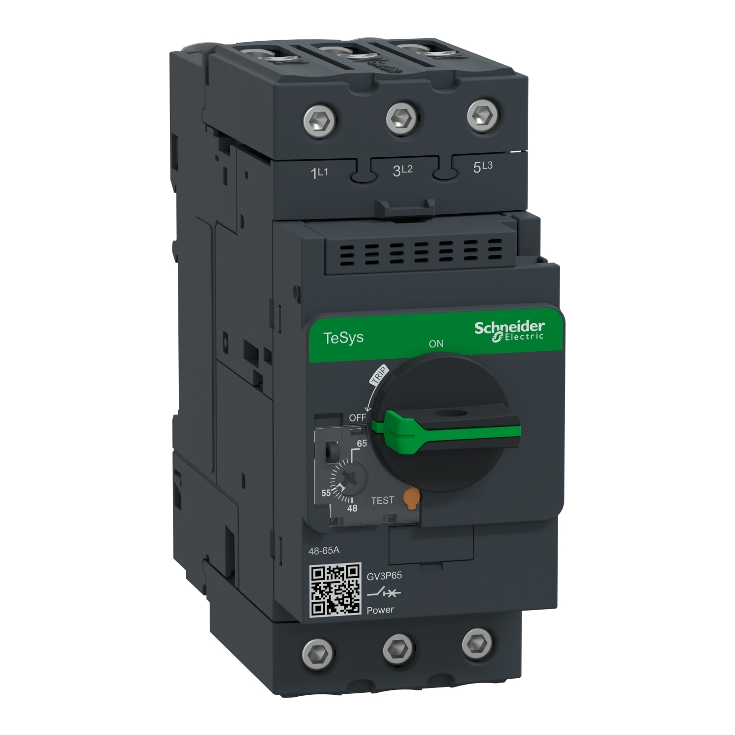 GV3P65 GV3 Type GV3P Non-Reversing Manual Motor Starter, 3 Poles, IP20 Enclosure