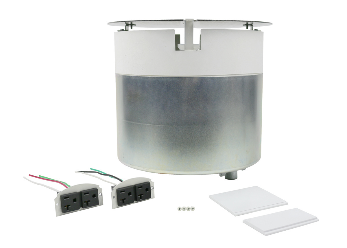 10STCP Evolution 10AT Multi-Service Pre-Wired Recessed Poke-Through Stem Assembly With Disposable Plate, 10 in Hole, 8 Gangs, 19 cu-in, 14 cu-in Capacity, Steel