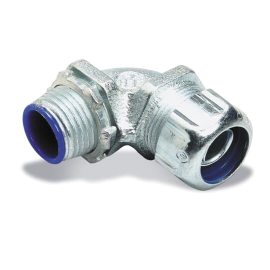 5257 T&B Non-Insulated Conduit Connector, 2 in Trade, 90 deg, Malleable Iron, Chromate Coated/Electro-Zinc Plated