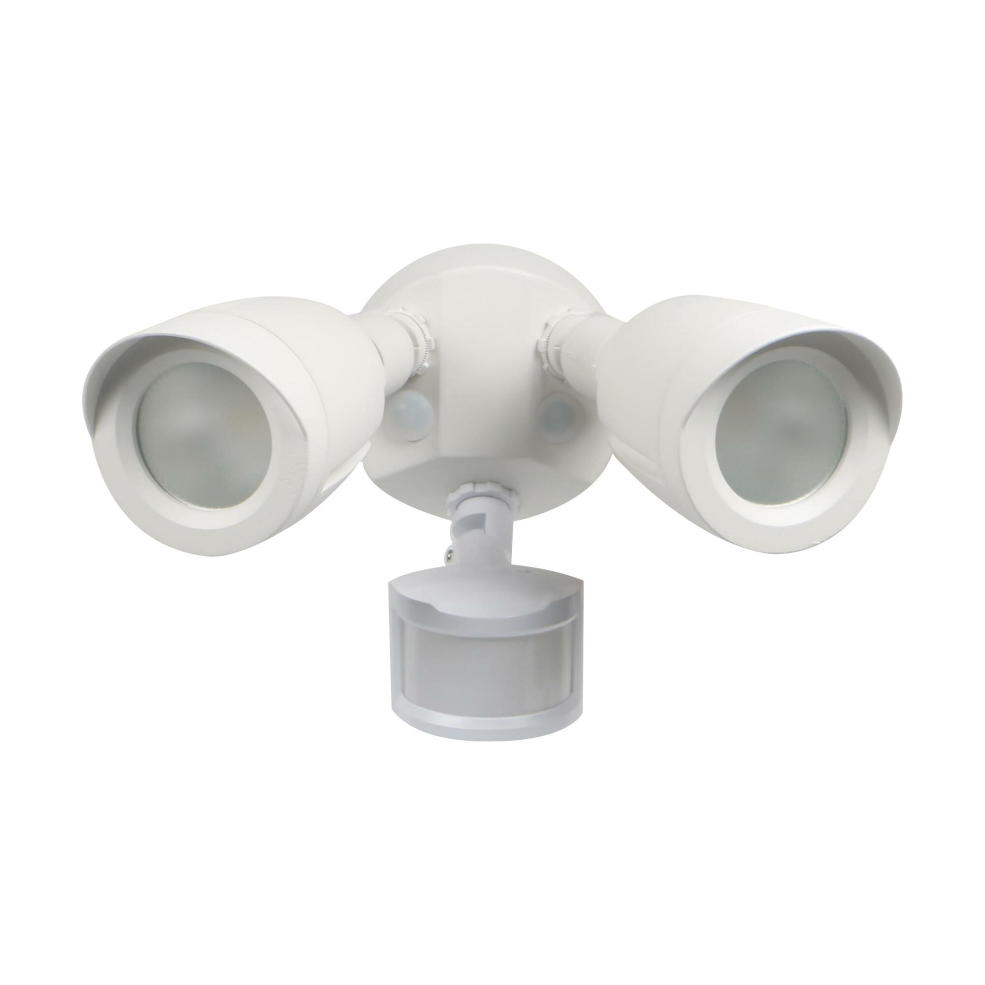 65-711 Dual Head Hardwired Socket Non-Dimmable LED Security Light With Motion Sensor, (2) LED Lamp, 20 W Fixture, 120 V AC, Die Cast Aluminum Housing