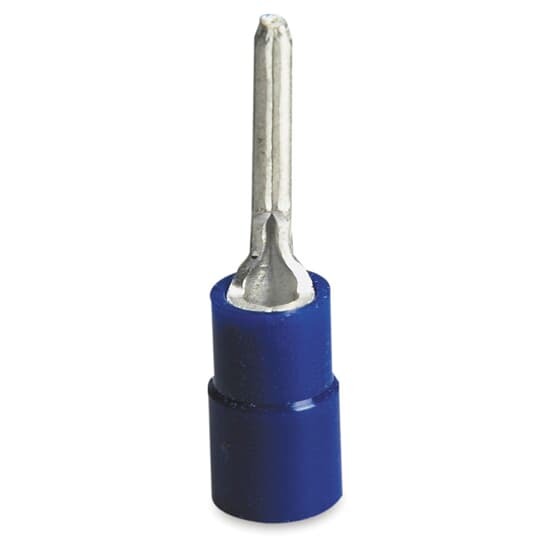 14RB-47PT Sta-Kon RB Series Insulated Pin Terminal, 16 to 14 AWG Conductor, 0.075 in Dia x 0.39 in L Pin, Copper, Blue