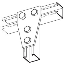 B136GRN Flat Tee Gusset Plate, 4 Holes, 5-3/8 in L x 3-1/2 in W x 1/4 in THK, Strip Steel