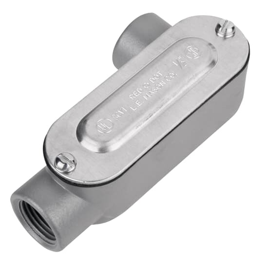 DALR-1-CG Red Dot D-Pak A Series Type LR Conduit Body With Cover, Gasket, 1/2 in Hub, 4.8 cu-in Capacity, Die Cast Aluminum, Powder Coated Urethane