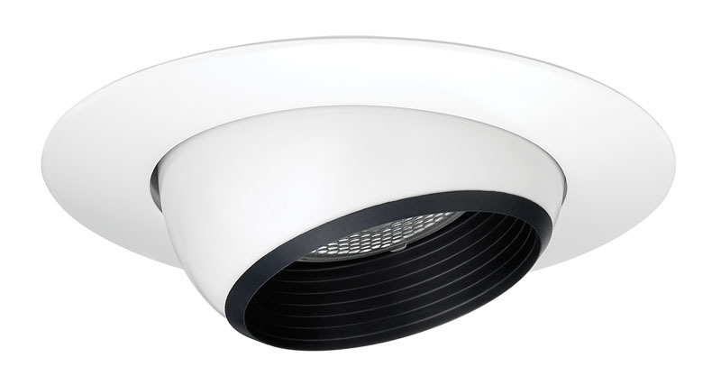208N WWH Adjustable Round Eyeball Trim, 5 in ID x 6-1/4 in OD, Incandescent Lamp, For Use With IC20, IC20W, IC20S, IC20R, TC20, TC20S and TC20R Series Housing