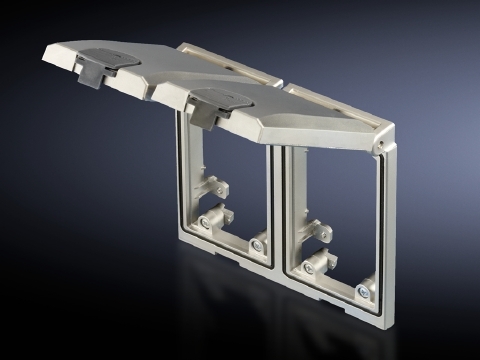 2482330 Modular Double Interface Cover With Metal Flap, For Use With TS8 Series Enclosure, IP65, Die Cast Zinc/Polycarbonate, Graphite Gray/Sulfur Yellow