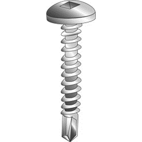 10 x 1-1/4" Tek Screws, Pan Head, Square Drive, Zinc