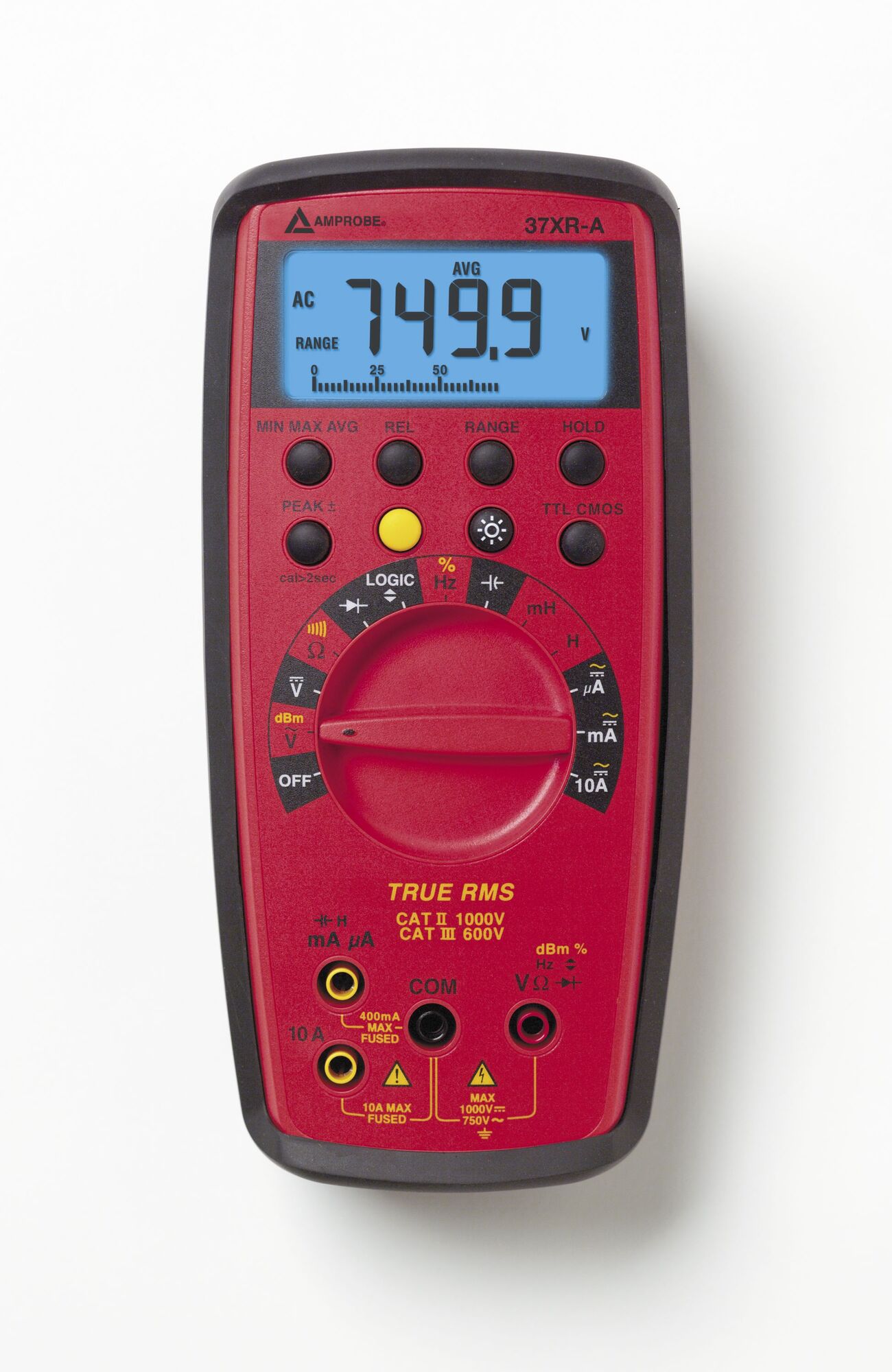 30XR-A Full Size Digital Multimeter With VolTect Non-Contact Voltage Detection, 2 to 500 VAC/VDC, 200 mVAC/mVDC, 200 uA, 2 to 200 mA, 10 A, 200 Ohm/2 to 200 kOhm/2 to 20 MOhm, 3-1/2 Digits 1999 Counts LCD Display