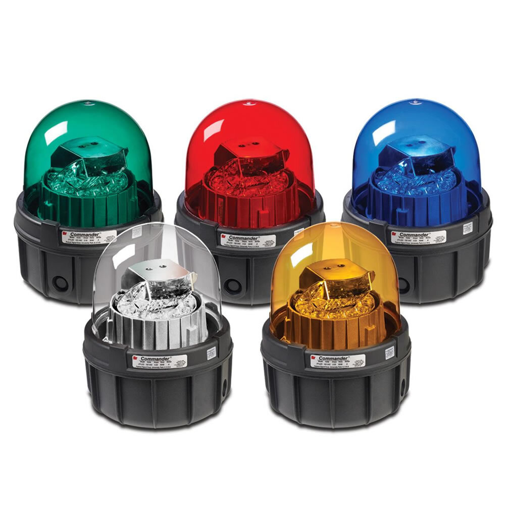 371LED-120A Commander Rotating Warning Light, 120 V AC, LED Lamp, 9.12 in Dia, Screw Mount, Amber, cUL Listed