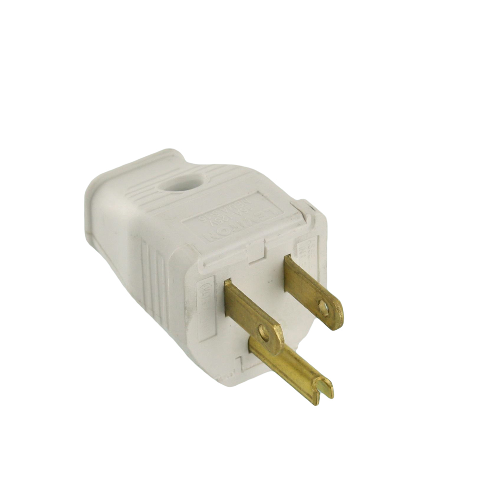 3W101-WH Clamptite Hinged Grounding Plug, 125 V AC, 15 A, 2 Poles, 3 Wires, White