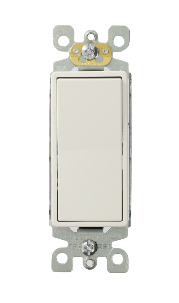 5603-P2W Decora 3-Way Self-Grounding AC Quiet Switch, 120/277 V AC, 15 A, 1/2 hp, 2 hp Power Rating