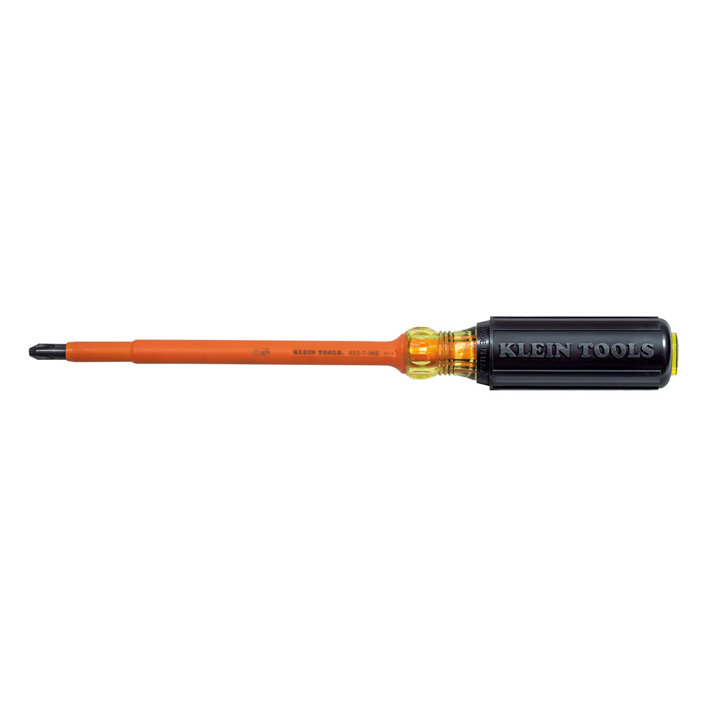 6337INS Screwdriver, #3 Phillips Point, 12-3/8 in OAL, Plastic Handle, Black Oxide, ASTM F1505
