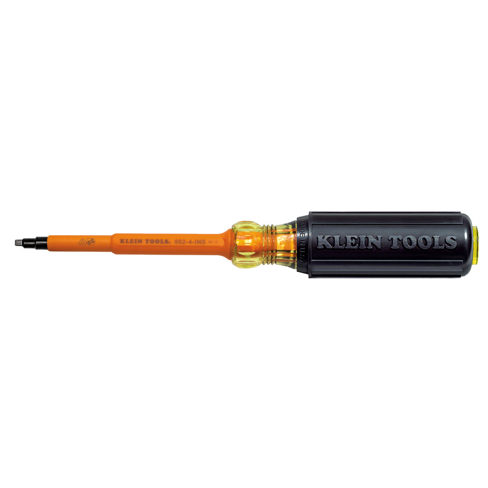662-4-INS Screwdriver, #2 Square Point, 8.313 in OAL, Plastic Handle, Black Oxide, ASTM F1505