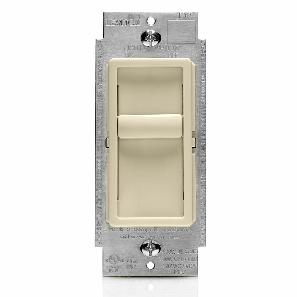 6672-1LT Decora SureSlide Electro-Mechanical Universal Dimmer Switch, 120 V AC, 1 Poles, Light Almond