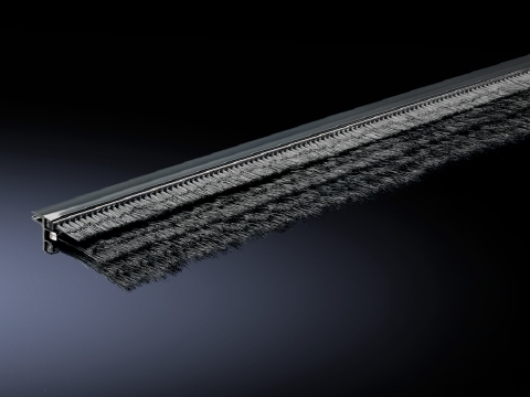 7825375 Super-Airtight Brush Strip, 0.6 to 2 mm THK Plate, 2.3 in L Bristle, Plastic, Black
