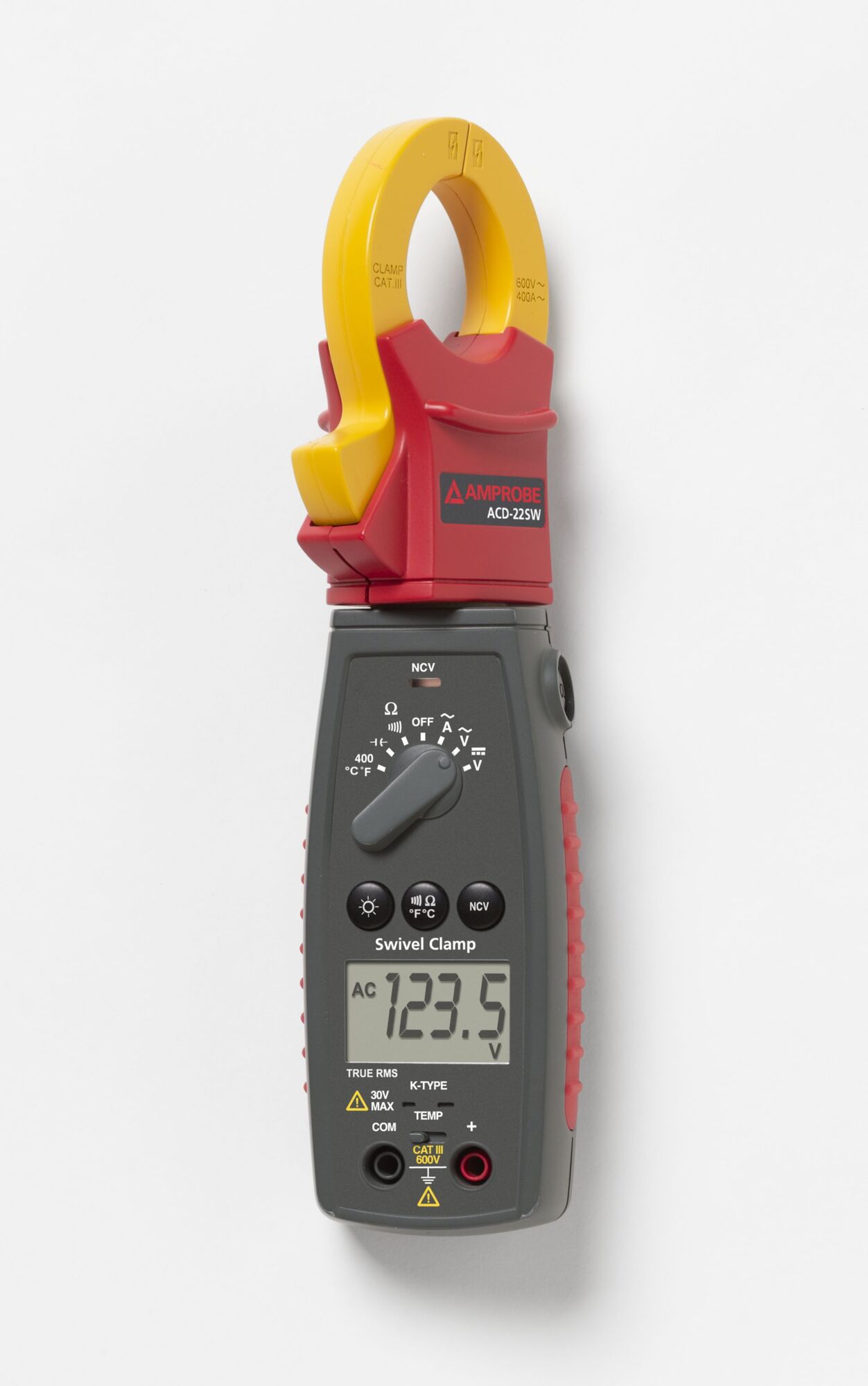 ACD-23SW True RMS Clamp-On Meter, 40 to 400 A, 4 to 600 V AC/DC, 400 mV DC, 400 Ohm/4 to 400 kOhm/4 to 40 MOhm, 50 to 500 Hz, 1.18 in Jaw, 3-3/4 Digits LCD Display