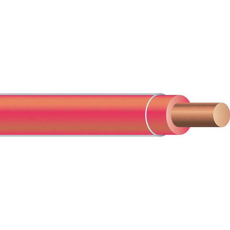 THHN Wire, 12 AWG, Red, Solid, Copper Conductor, 2500 Foot Reel