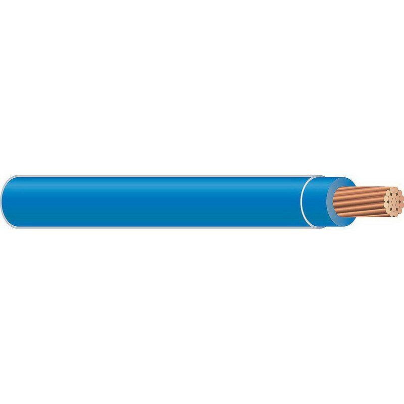 Thermoplastic Flexible Fixture Nylon (TFFN) Building Wire, 16 AWG, Blue, 26 Stranded, Copper Conductor, 2500 Foot Reel