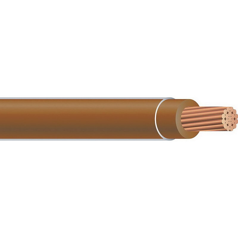 THHN Wire, 10 AWG, Brown, 19 Stranded, Copper Conductor, 2500 Foot Reel