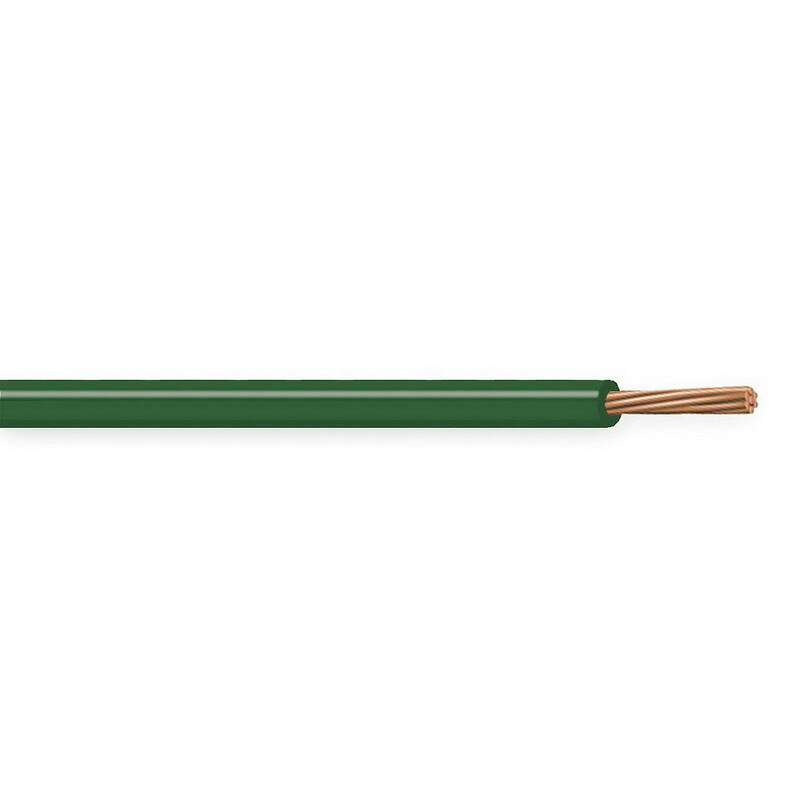 XHHW Cable, 10 AWG, Green, 7 Stranded, Copper Conductor, 2500 Foot Reel