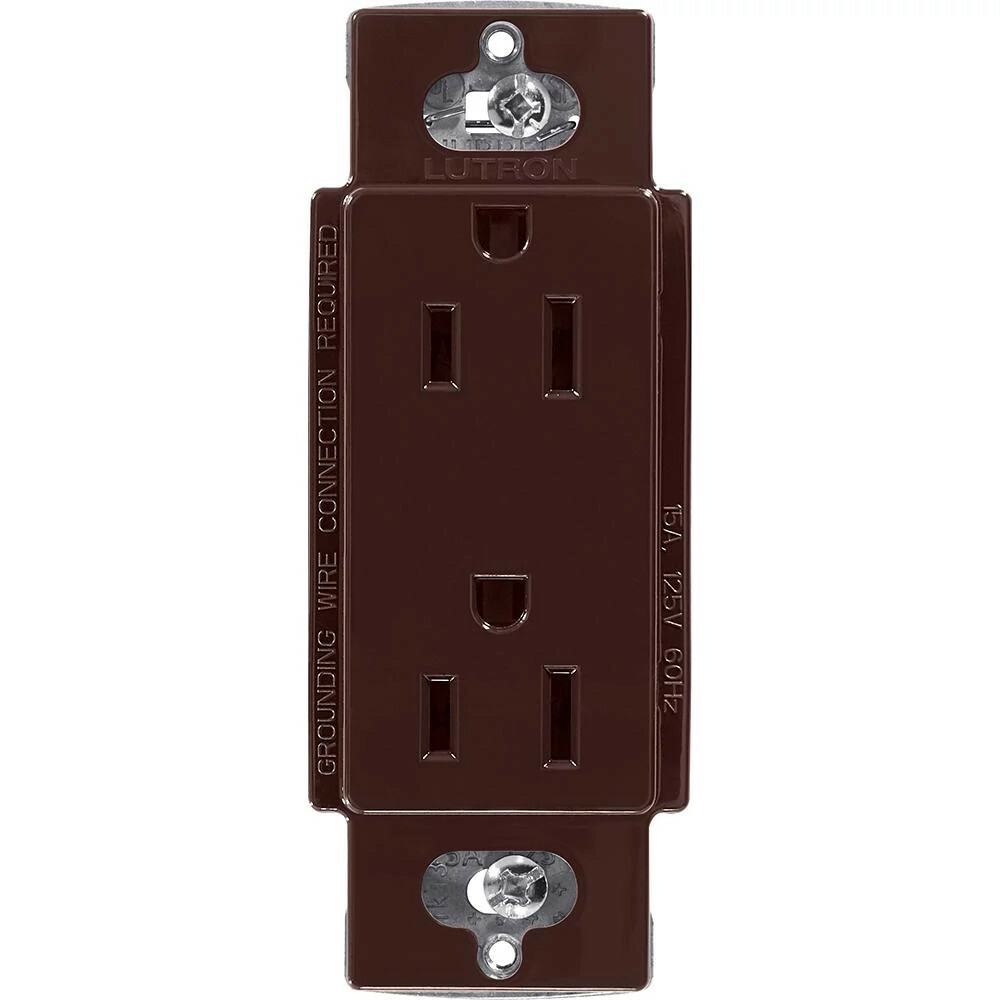 CAR-15-BR Claro Duplex Receptacle, Decorator-Style Outlet, 15 Amp, Gloss, Brown