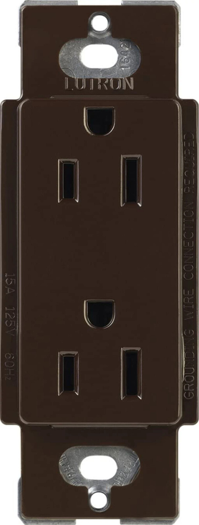 CARS-15-TR-BR Claro Tamper-Resistant Duplex Receptacle, Decorator-Style Outlet, 15 Amp, Gloss, Brown