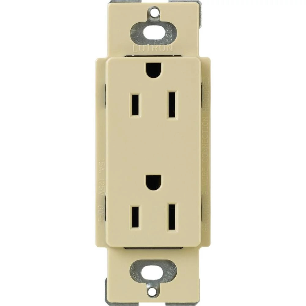 CARS-15-TR-IV Claro Tamper-Resistant Duplex Receptacle, Decorator-Style Outlet, 15 Amp, Gloss, Ivory