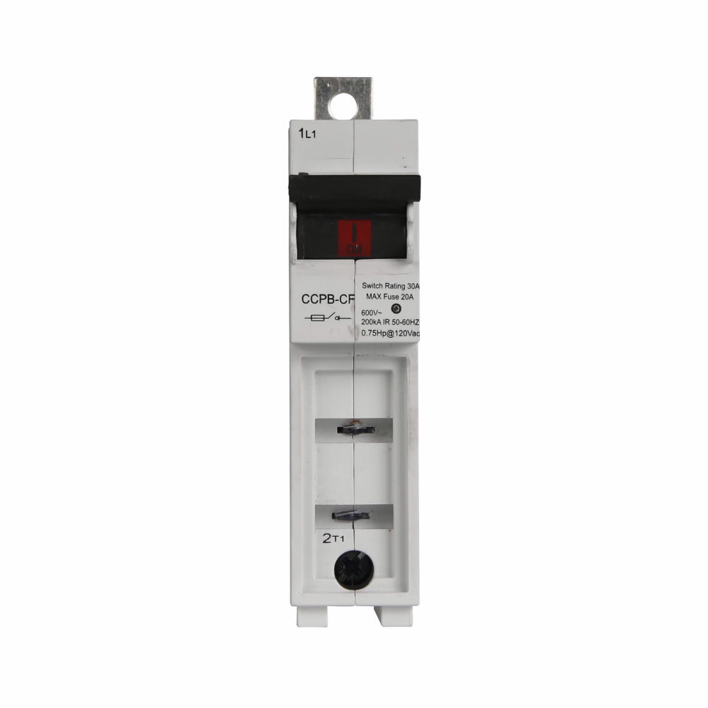 CCPB-1-20CF CUBEFuse Quik-Spec Compact Circuit Protector, 600 VAC/125 VDC, 2 to 20 A, 1 Pole, Class CF Fuse, 18 to 4 AWG Wire