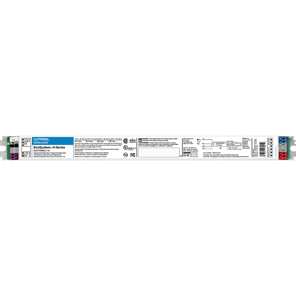 EHDT554MU110 EcoSystem M-Type Case Architectural Style Universal Dimming Ballast, T5HO Lamp, 54 W Lamp, 120/240/277 VAC, Programmed/Rapid, 1 Ballast Factor