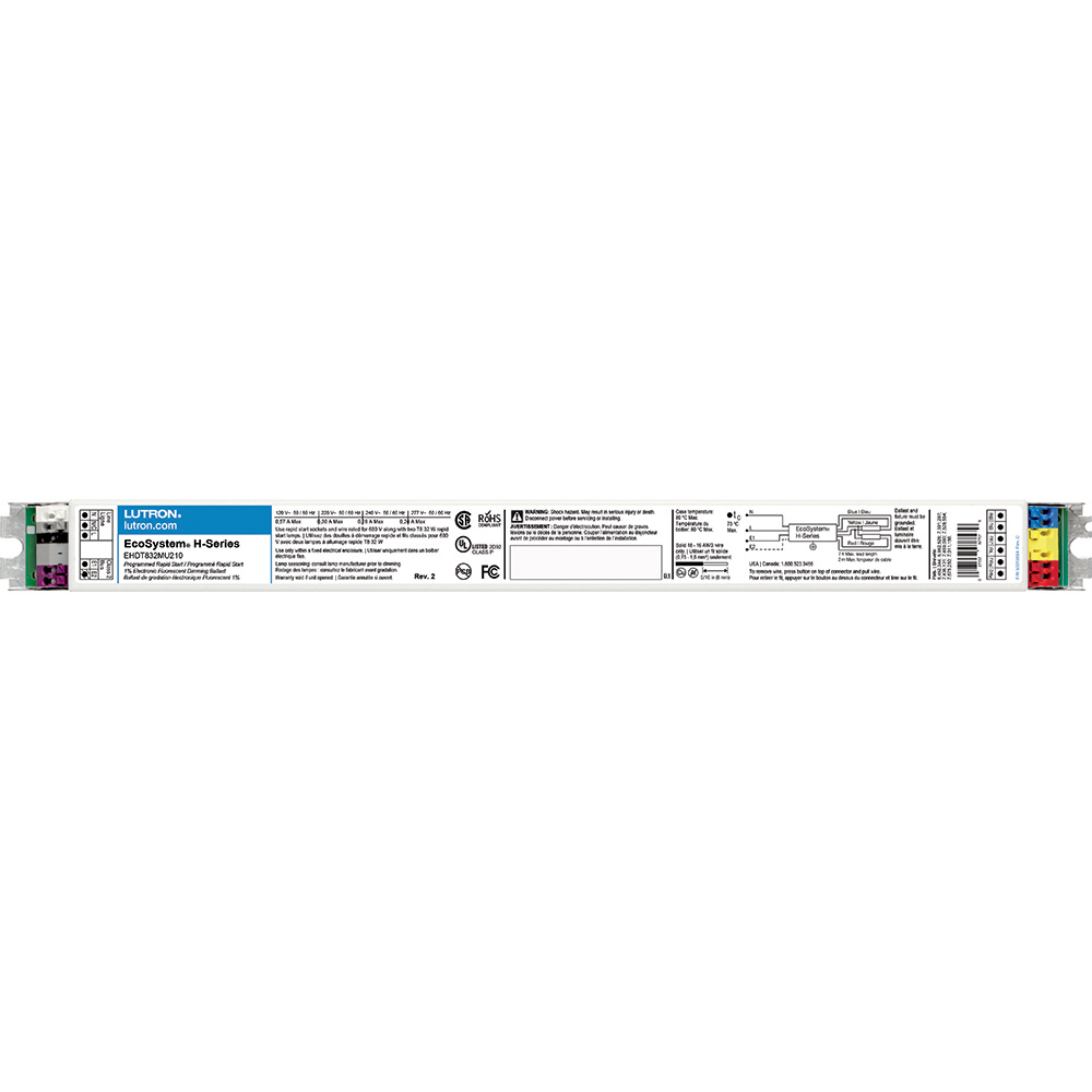EHDT832MU210 EcoSystem M-Type Case Architectural Style Universal Dimming Ballast, T8 Lamp, 32 W Lamp, 120/240/277 VAC, Programmed/Rapid, 1 Ballast Factor